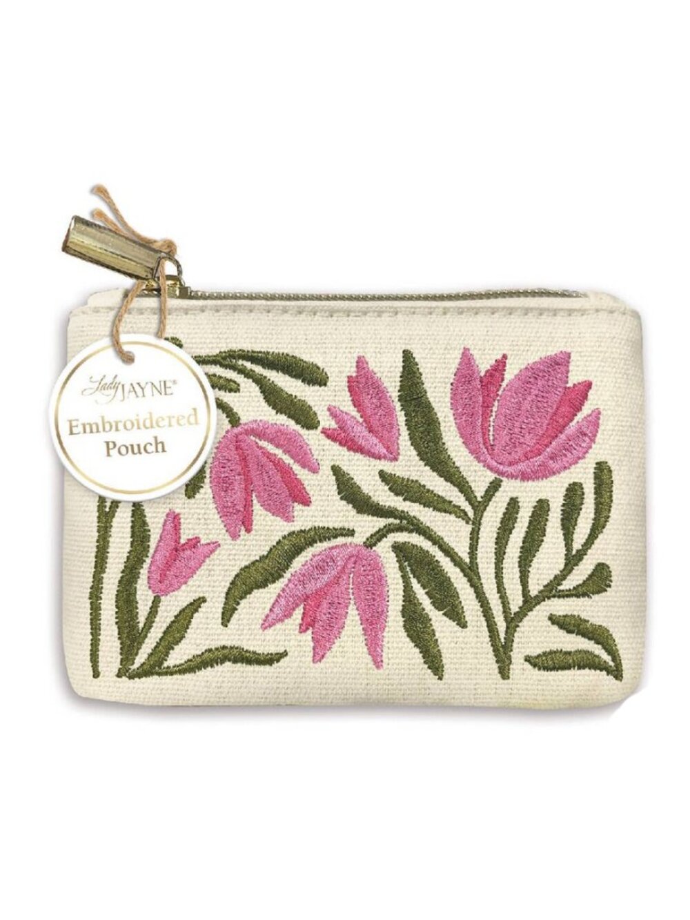 Flower Market Embroidered Tulip Coin Pouch